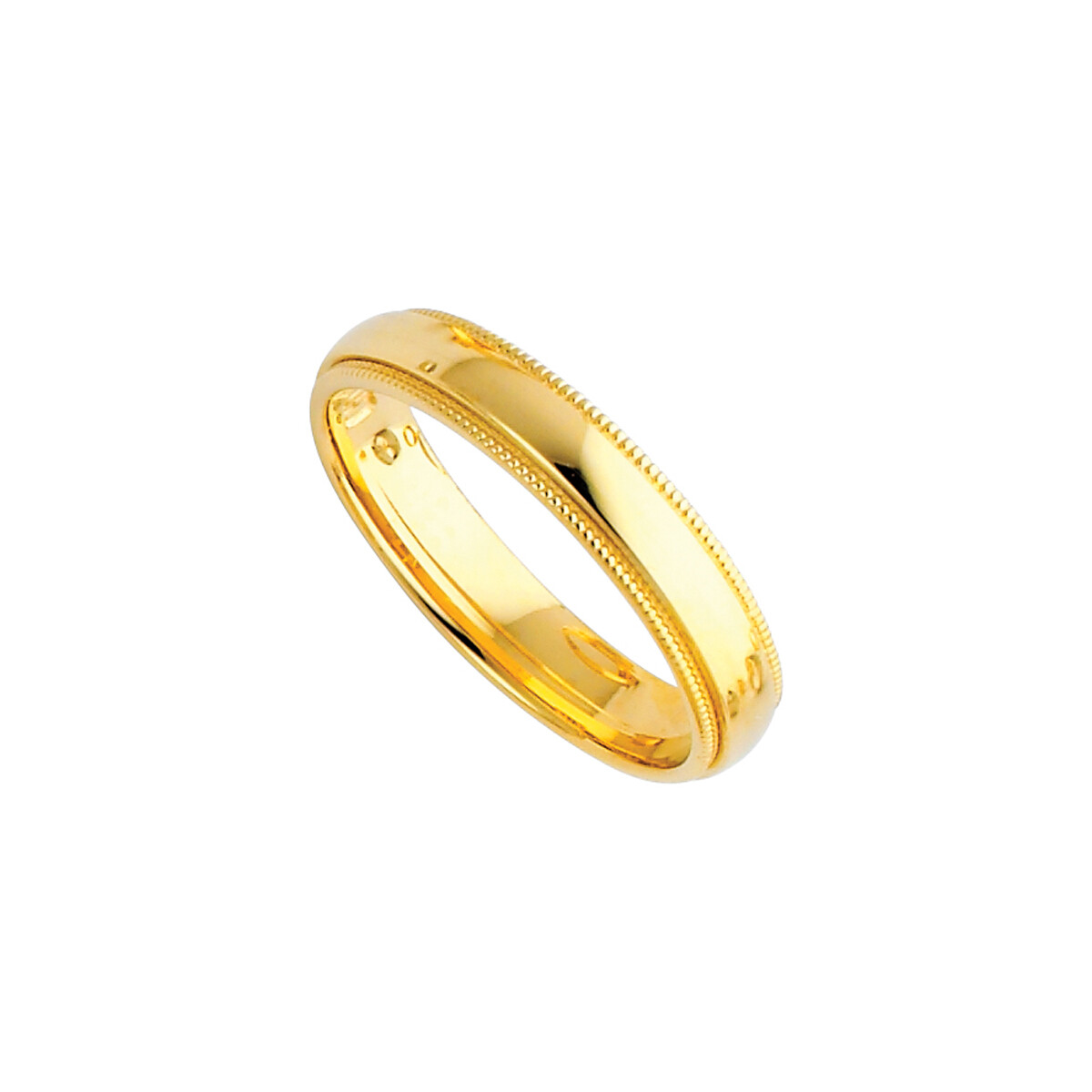 Pre-owned Td Collections 14k Yellow Gold 4mm Classic Light Comfort-fit Dome Milgrain Wedding Band