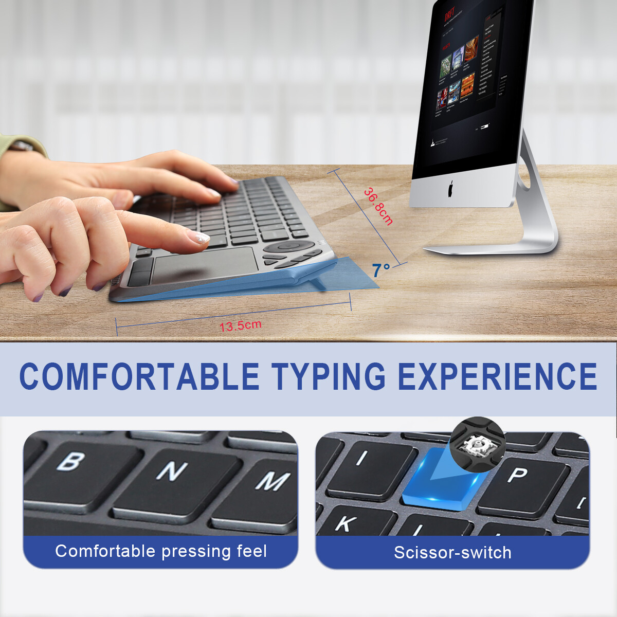 Wireless Keyboard And Mouse Set Waterproof 2.4G For Mac Apple PC Computer
