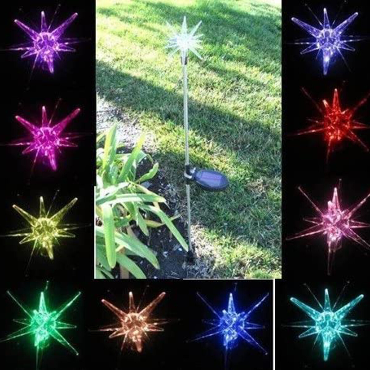 (4 Pack) Solar Powered Outdoor Garden Pathway Stake LED Star