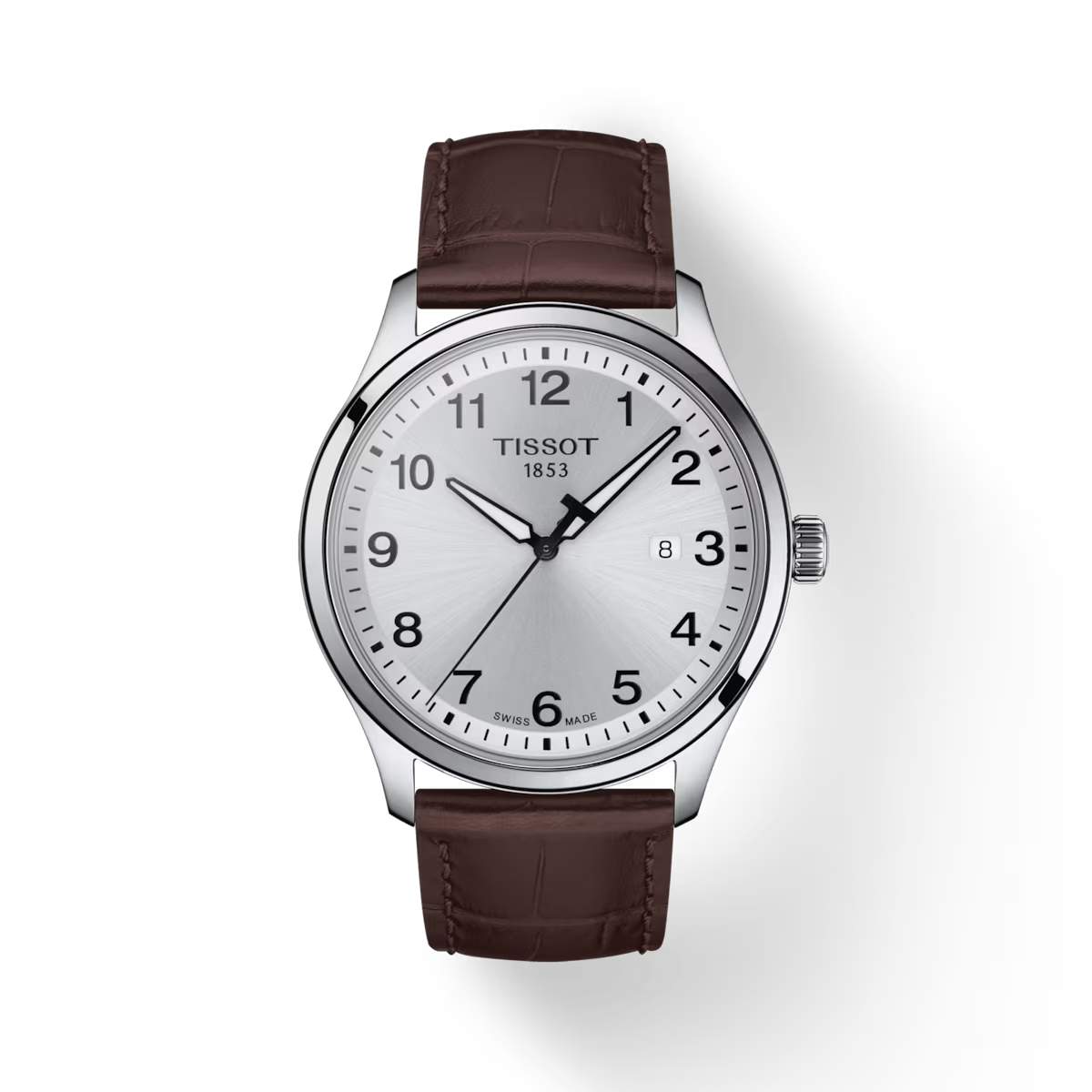 TISSOT TISSOT GENT XL SILVER DIAL BROWN LEATHER MEN'S 42MM WATCH T1164101603700