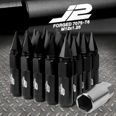 J2 ENGINEERING 7075 АЛЮМИНИЙ M12X1.25 20ШТ 90 ММ ГАЙКА С ШИПАМИ НА КОНЦЕ С КЛЮЧОМ ЧЕРНЫЙ
