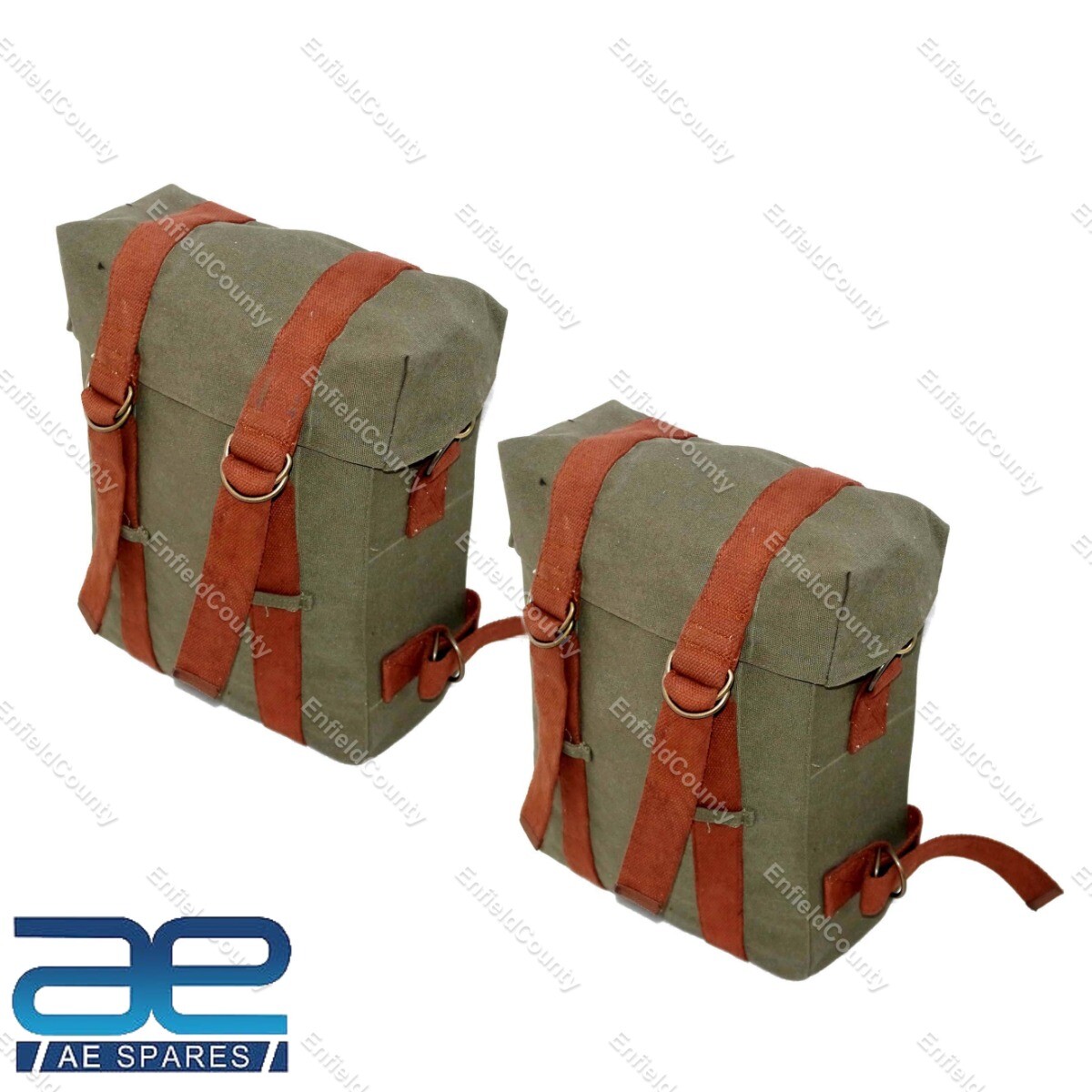 For Royal Enfield Classic 350 500 Military Pannier Set +Green Bags & Fitting  