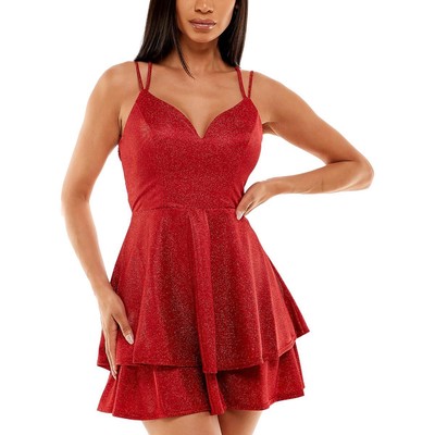 Женское красное приталенное платье B. Darlin красного цвета на шнуровке сзади для юниорок 15/16 BHFO 1821