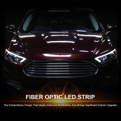 Jet Black Fits 2013-2016 Ford Fusion Switchback LED Signal Projector Headlights