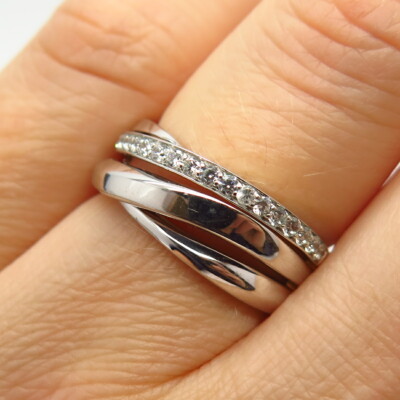 925 Sterling Silver C Z Stripe Design Ring Size 6 1/4 | eBay