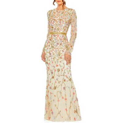 Mac Duggal Womens Ivory Embellished Formal Evening Dress Gown 10 BHFO 4825