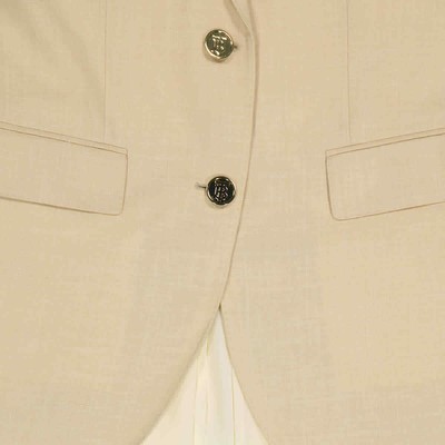 Pre-owned Burberry Ladies Pleated Panel Wool Silk Linen Tailored Jacket In Check Description