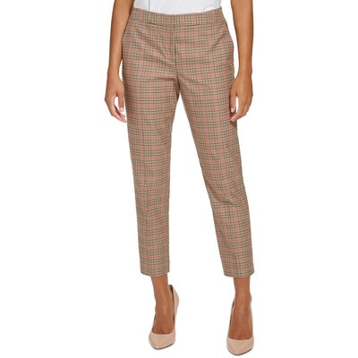 Женские офисные брюки Tommy Hilfiger в коричневую клетку зауженного кроя 16 BHFO 9926