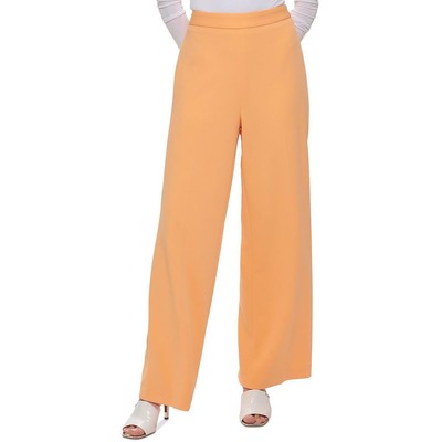 DKNY Womens Orange Side Zip Flat Front Office Wide Leg Pants 14 BHFO 4868