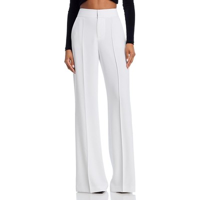 Alice and Olivia Womens Dylan White Pintuck High Rise Wide Leg Pants 2 BHFO 1995