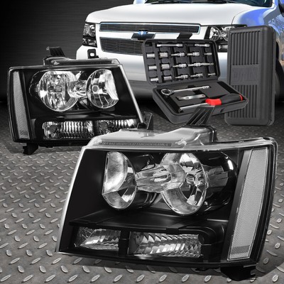 ДЛЯ 07-14 CHEVY TAHOE SUBURBAN ЧЕРНЫЙ КОРПУС С ПРОЗРАЧНЫМИ УГЛОВЫМИ ФАРАМИ + НАБОР ИНСТРУМЕНТОВ
