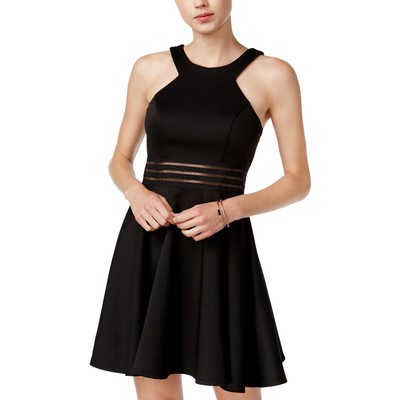 Женское черное платье Illusion Scuba Fit & Flare от City Studios для юниорок 1 BHFO 6129