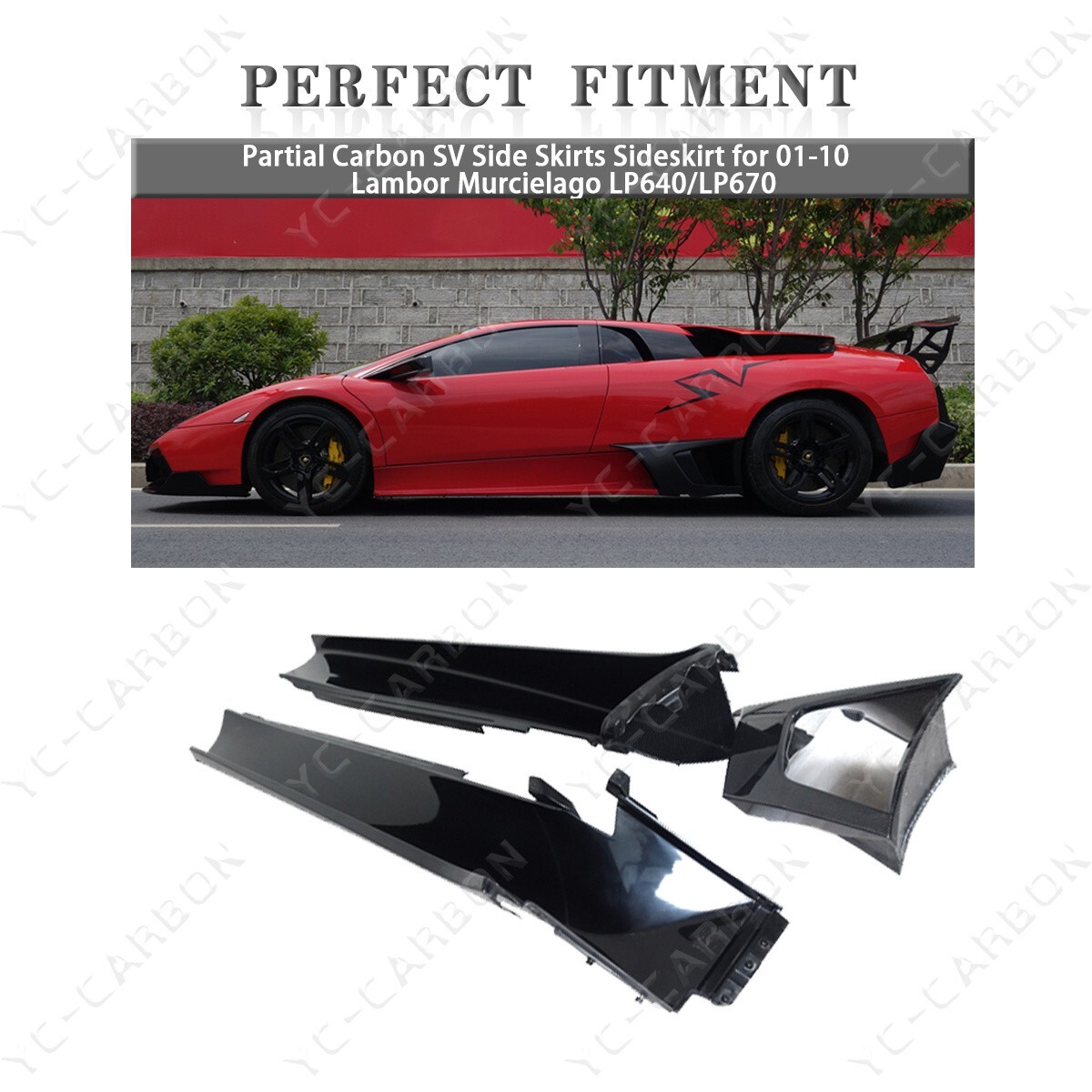 Partial Carbon SV Side Skirts Sideskirts for 01-10 Lambor