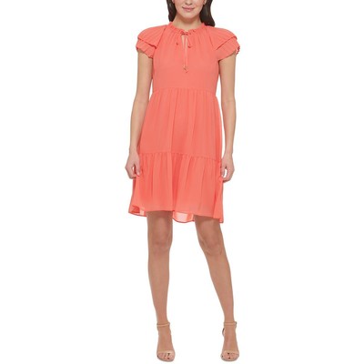 Женское оранжевое плиссированное платье-клеш Vince Camuto Petites 14P BHFO 0207