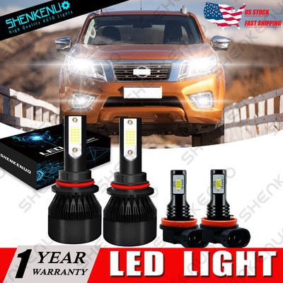 For Nissan Frontier 2005-2019 6000K COB LED Headlight High/Low + Fog Light Bulbs