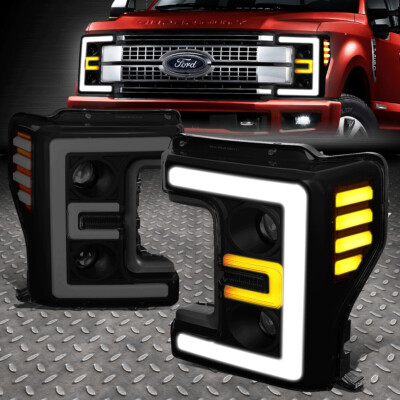 [LED DRL] ДЛЯ 17-19 ФАР FORD F250-F550 SD С ДВУМЯ ПРОЕКТОРАМИ: ДЫМЧАТЫМИ/ЯНТАРНЫМИ
