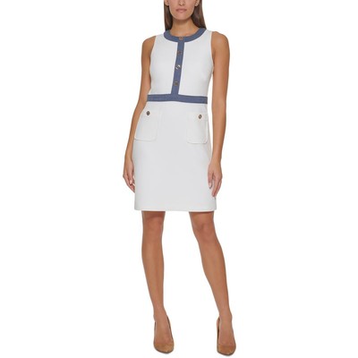 

Женское белое платье-футляр с круглым вырезом Tommy Hilfiger Petites  BHFO 2444, Цвет слоновой кости