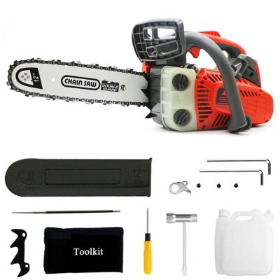 25.4cc Gas Top Handle Chainsaw with 12'' Bar Chain 2-Stroke Engine 1.36 Hp/1 KW