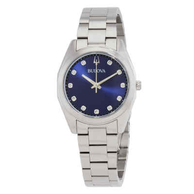Bulova Surveyor Quartz Diamond Blue Dial Ladies Watch 96P229