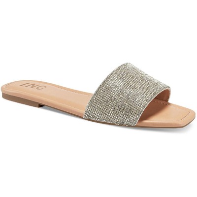 

INC Womens Nataliah Silver Slide Sandals Flats 5 Medium (B,M) BHFO 1295, Silver bling