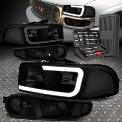 ДЛЯ 00-07 GMC YUKON XL SIERRA LED DRL ТОНИРОВАННЫЕ ПРОЗРАЧНЫЕ УГЛОВЫЕ ФАРЫ + НАБОР ИНСТРУМЕНТОВ