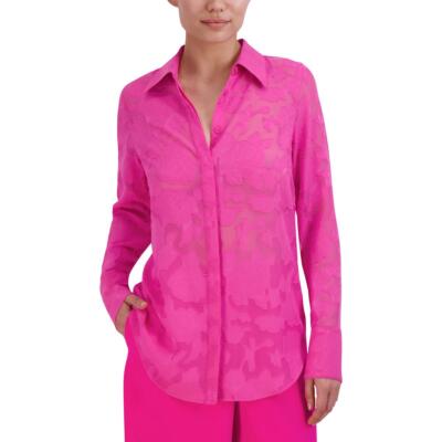 Женская текстурированная прозрачная рубашка на пуговицах BCBGMAXAZRIA BHFO 7691