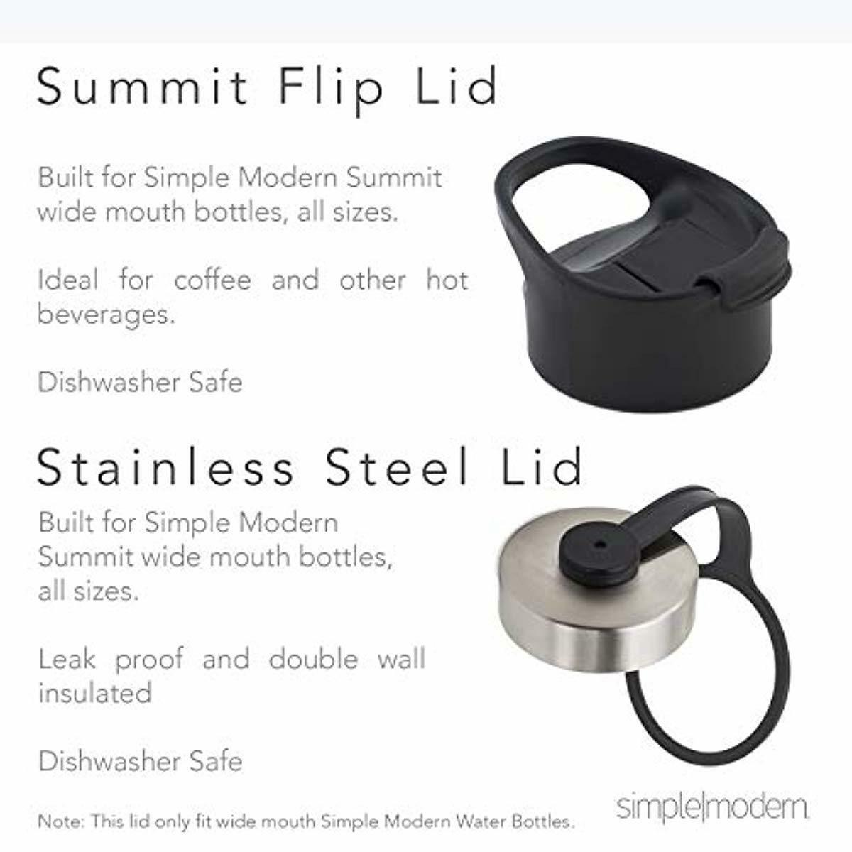 Simple Modern Summit Water Bottle + Extra Lid - Wide Mouth Vacuum Insulated 18/8