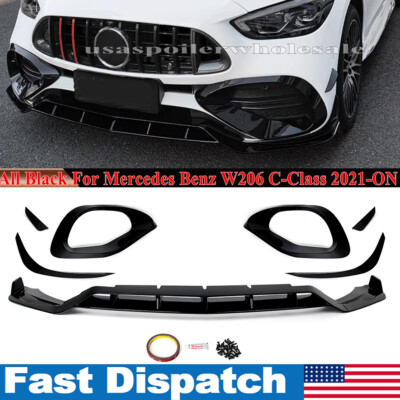 For Mercedes W206 C-Class 21-ON Front Splitter Lip &Fog Lamp Grille Side Fins