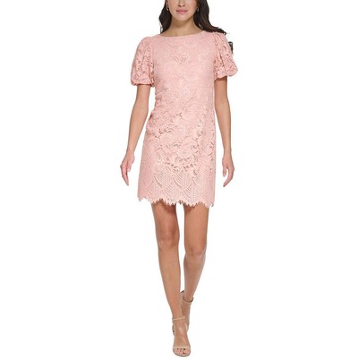 Женское розовое кружевное короткое вечернее платье-футляр Jessica Howard Petites 14P BHFO 7865