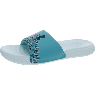

Under Armour Womens Ansa Flat Printed Slip On Pool Slides Shoes BHFO 7386, Sea mist/black, Ansa