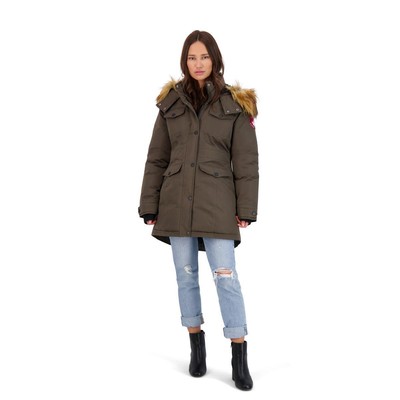 

Женская зеленая парка из искусственного меха Canada Weather Gear, верхняя одежда  BHFO 6543, Olive