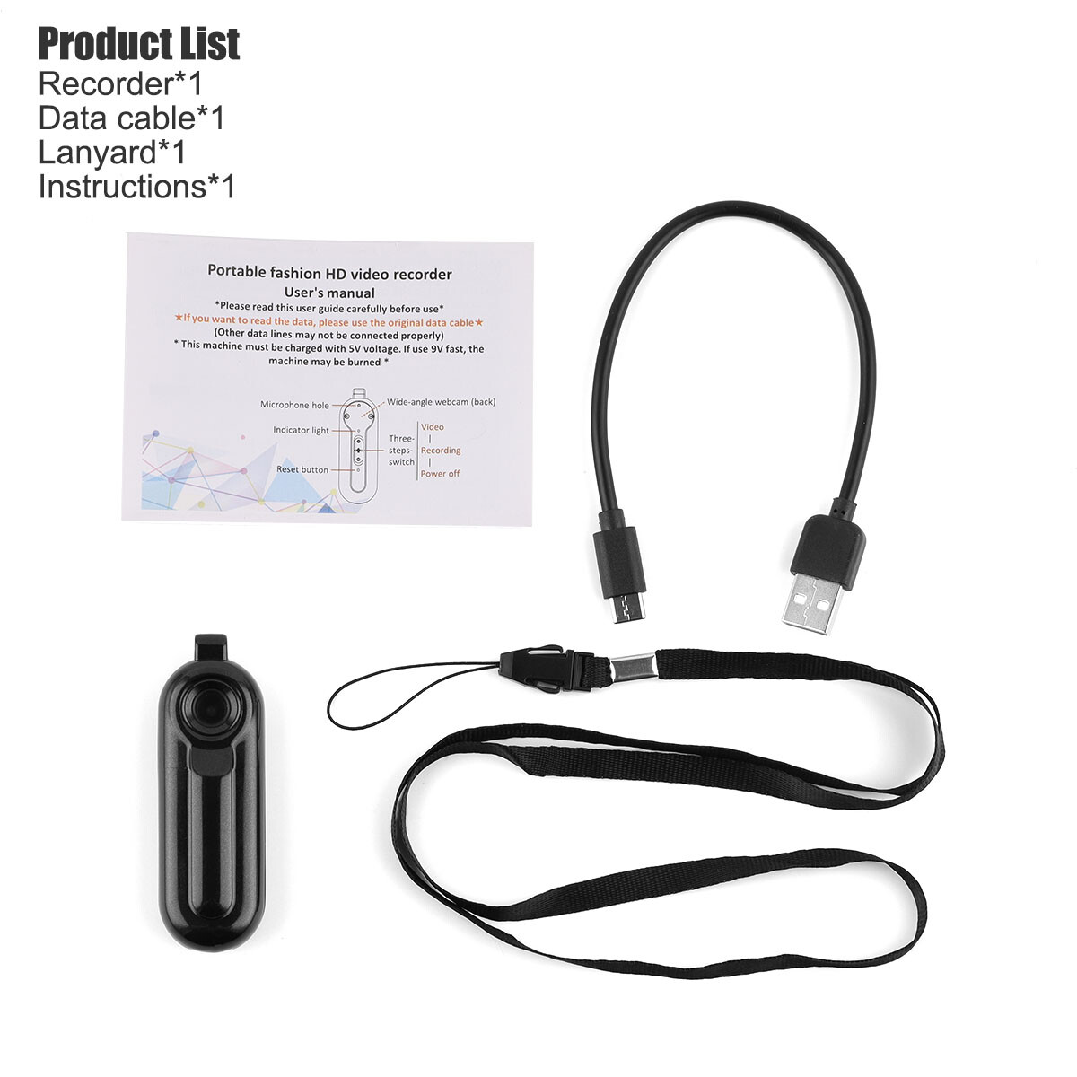 Portable Mini Wearable Camera HD 1080P Audio Video Voice Recorder Necklace 8G