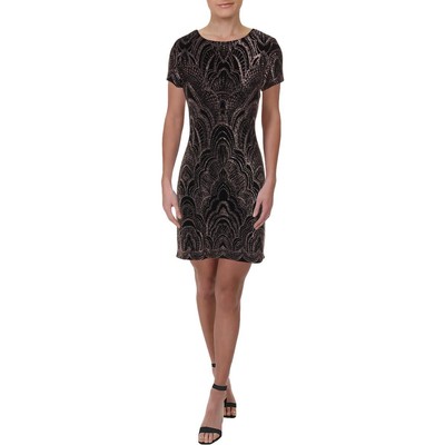 

Jump Apparel Женское черное металлическое мини-вечернее коктейльное платье  BHFO 8482, Bronze/black