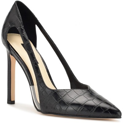 

Женские туфли-лодочки Nine West Trivs из искусственной кожи с тиснением на шпильке BHFO 7158, Черный, Trivs