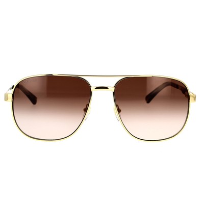 Pre-owned Gucci Gg1223s 003 Sunglasses Gold Frame Brown Gradient Lenses 60 Mm