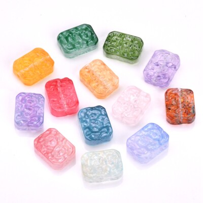10pcs Rectangle Shape 13x23mm Handmade Lampwork Glass Loose Beads DIY Jewelry