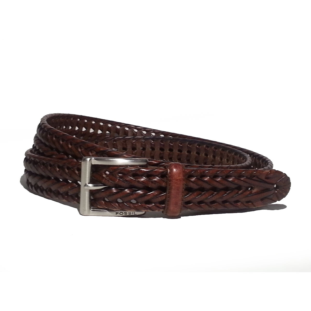 fossil braided leather belt