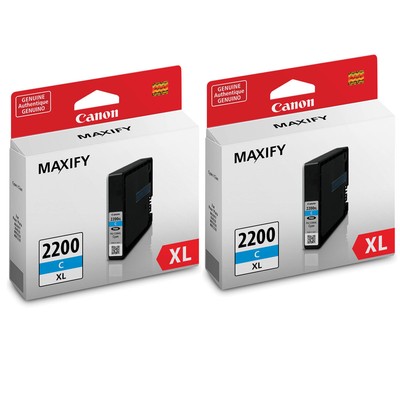 Резервуар с голубыми пигментными чернилами Canon PGI-2200 XL для некоторых принтеров серии MAXIFY, 2 шт.