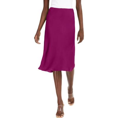 

INC Женская розовая однотонная юбка-миди со смещенным кроем плюс  BHFO 6684, Cranberry rose