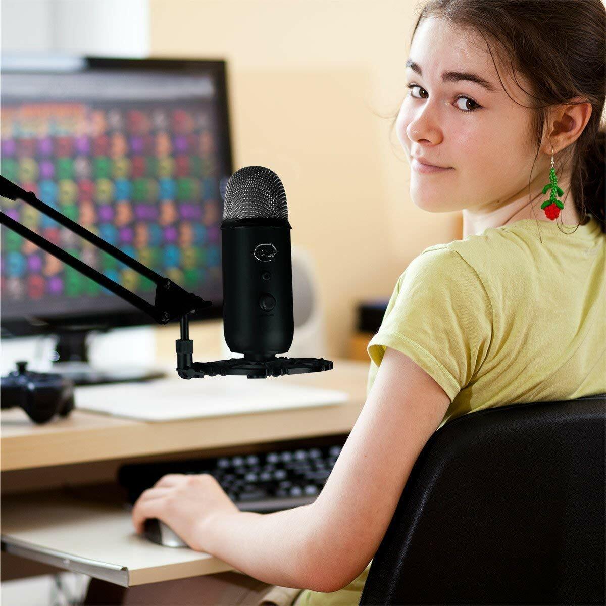 Blue Yeti Snowball Shock Mount Boom Condenser Microphone Adjustable Mic Holder