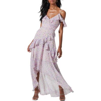 

ASTR the Label Женское розовое длинное летнее платье макси Pemberley с цветочным принтом  BHFO 2041, Lilac purple multi