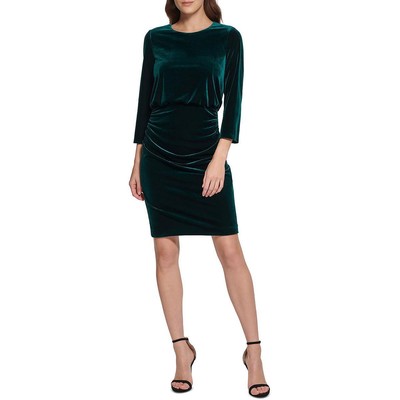 Женская офисная одежда DKNY из темно-зеленого бархата, платье для работы, 0 BHFO 2376