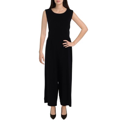 Eileen Fisher Womens Black Crewneck Wide Leg Daytime Jumpsuit Plus M BHFO 7610