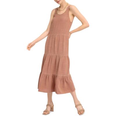 

Splendid Womens Mirage Коричневое многослойное повседневное платье миди из телячьей кожи  BHFO 8843, Sierra