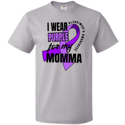 Inktastic Alzheimers Awareness I Wear Purple For My Momma T-Shirt Mama Mom Mens