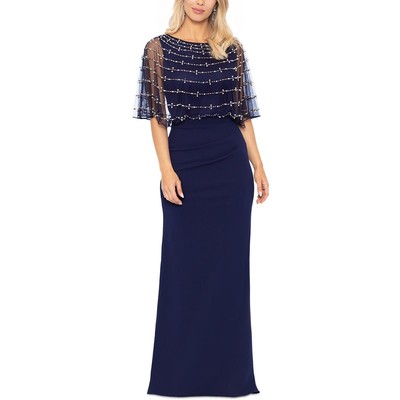 Женское вечернее платье Betsy & Adam с темно-синим сетчатым верхом, украшенное накладными карманами, 6 BHFO 5224