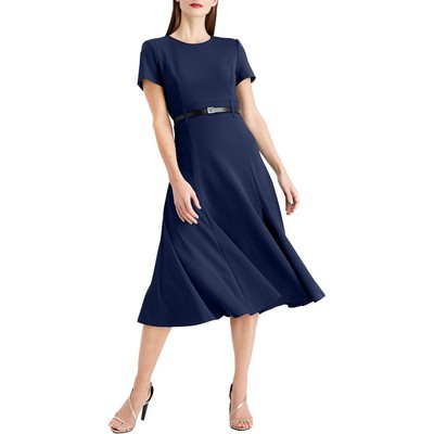 

Женское платье-футляр миди из крепа с короткими рукавами Calvin Klein Petites BHFO 4251, Indigo