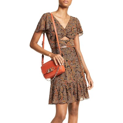 Женское черное мини-платье с узором Пейсли MICHAEL Michael Kors 14 BHFO 0603