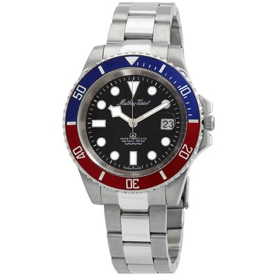 Мужские часы Mathey-Tissot Jumbo Quartz с черным циферблатом и безелем Pepsi H9060AR