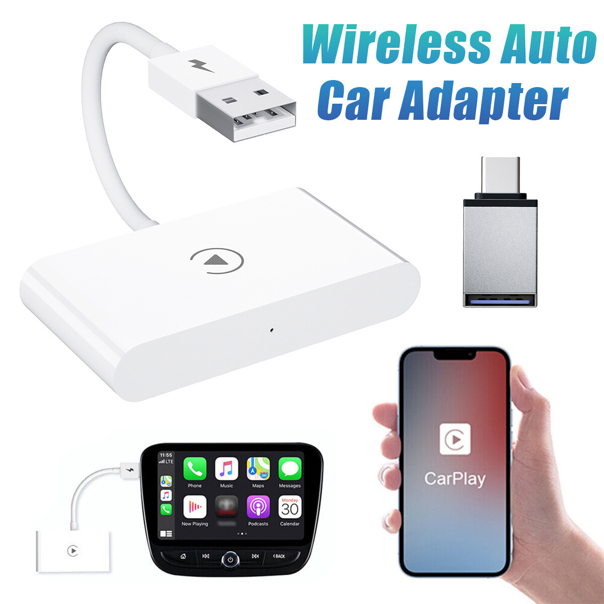Wireless Carplay Adapter Dongle USB Play for iPhone IOS Car 
